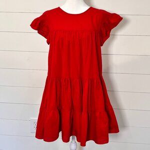 B Darlin Red Relaxed Fit Babydoll Dress with Ruffled Sleeve Size 7/8